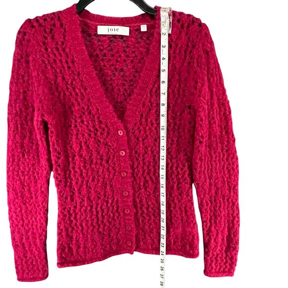 Joie Vara Sweater Womens XS Wool Alpaca Blend Open Knit Cardigan Button Up Soft - Picture 8 of 15